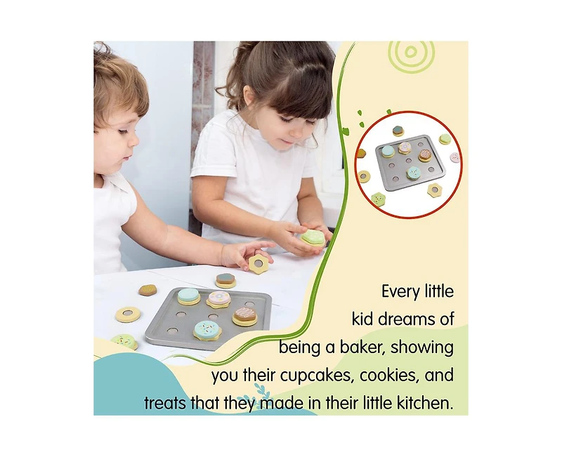 L&F Bake Set Kitchen with 19-Pieces Included, Made for Toddlers 3-Years+ | 9 Cookies, 9 Frostings, 1 Bake Sheet | Perfect Development Baking Toy for B
