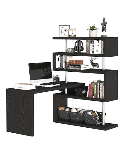 Homcom Rotating Core Hobby Desk 4 Tier Hollow Combo Computer Table Display Shelf