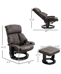 Homcom Massage Recliner Chair with Cushioned Ottoman and 10 Point Vibration