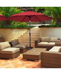 9Ft Outdoor Market Patio Table Umbrella Push Button Tilt Crank Lift