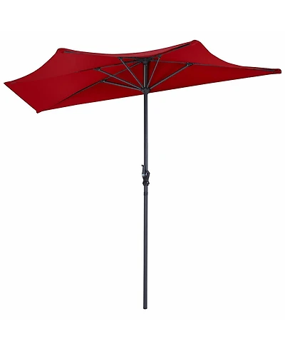 9Ft Half Round Umbrella Patio Bistro Wall Balcony Door Window Sun Shade