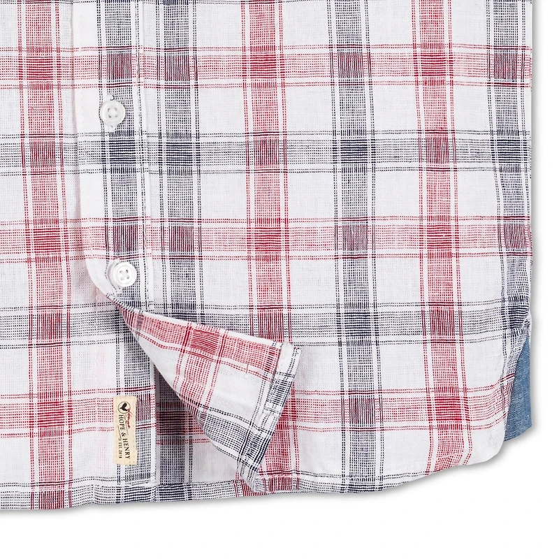 Hope & Henry Baby Boys Short Sleeve Linen Shirt with Side Vent