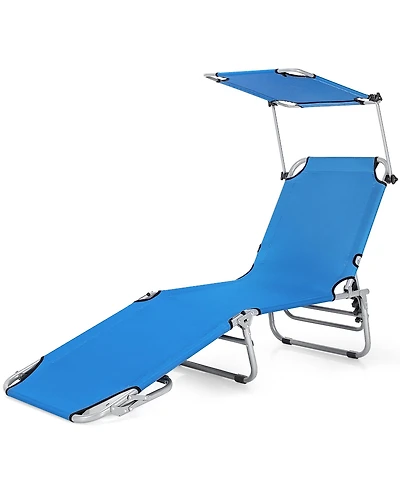 Costway Foldable Lounge Chair Outdoor Adjustable Beach Patio Pool Recliner