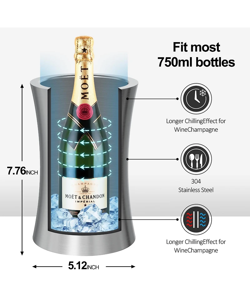 Mega Casa Megacasa Stainless Steel Slim Double Wall Wine Cooler