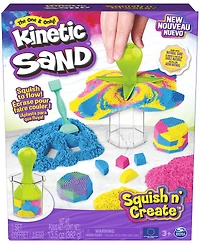 Kinetic Sand Squish N Create with Blue, Yellow, and Pink Play Sand