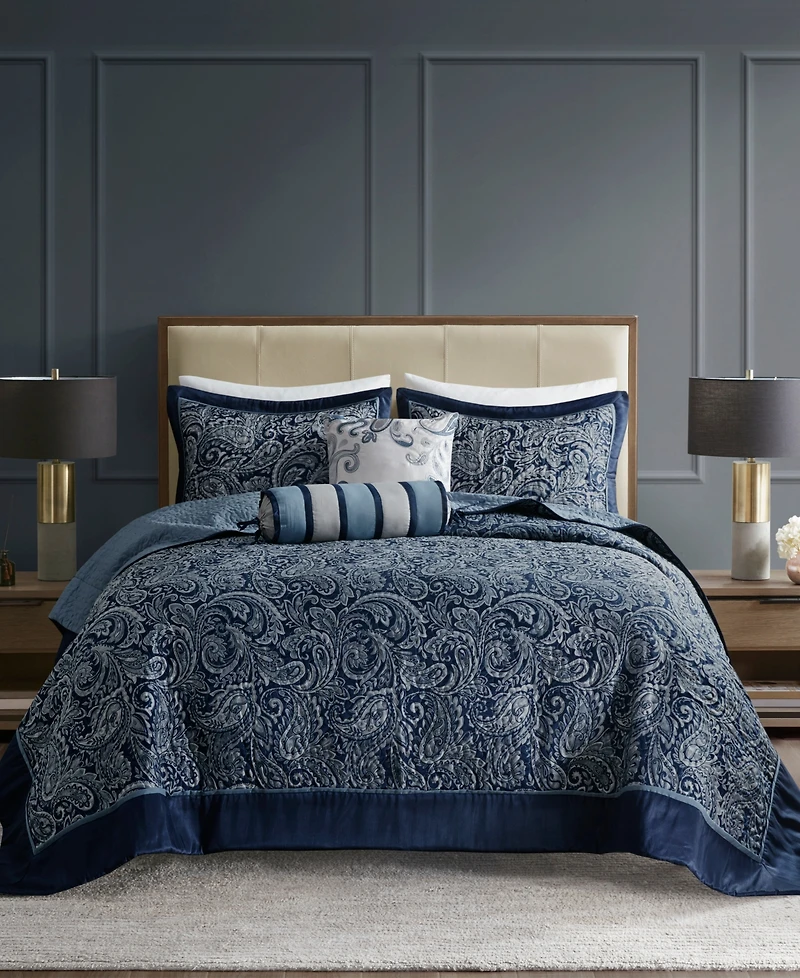 Madison Park Adeline Paisley Reversible Jacquard 5-Pc. Bedspread Set