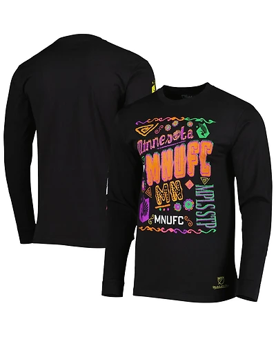 Men's Mitchell & Ness Black Minnesota United Fc Papel Picado Long Sleeve T-shirt