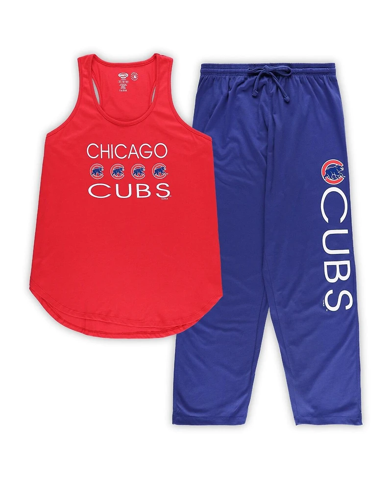 Women's Concepts Sport Red, Royal Chicago Cubs Plus Meter Tank Top and Pants Sleep Set