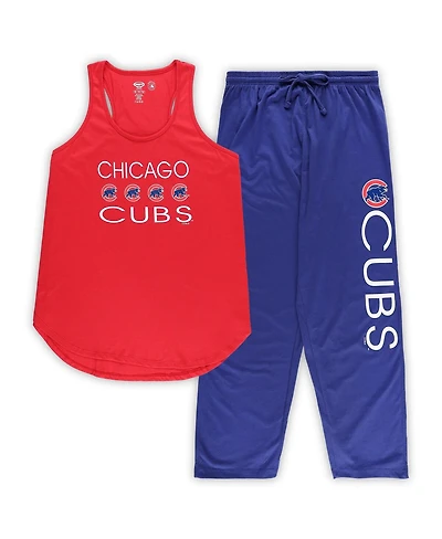Women's Concepts Sport Red, Royal Chicago Cubs Plus Meter Tank Top and Pants Sleep Set
