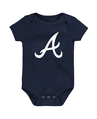 Newborn and Infant Boys Girls Navy Atlanta Braves Primary Team Logo Bodysuit