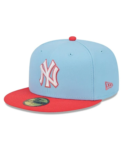 Men's New Era Light Blue and Red York Yankees Spring Color Two-Tone 59FIFTY Fitted Hat