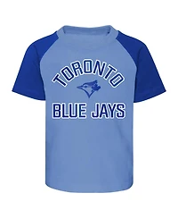 Infant Boys and Girls Powder Blue and Heather Gray Toronto Blue Jays Ground Out Baller Raglan T-shirt and Shorts Set