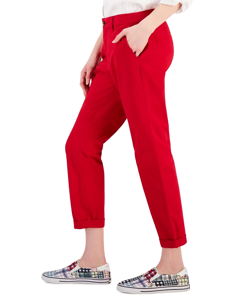 Tommy Hilfiger Women's Th Flex Hampton Cuffed Chino Straight-Leg Pants, Created for Macy's