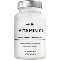 Amen Vitamin C+ Supplement with Zinc, Bioflavonoids, Quercetin, Rose Hips, Elderberry, Non-gmo, 2 Months Supply - 120 Capsules