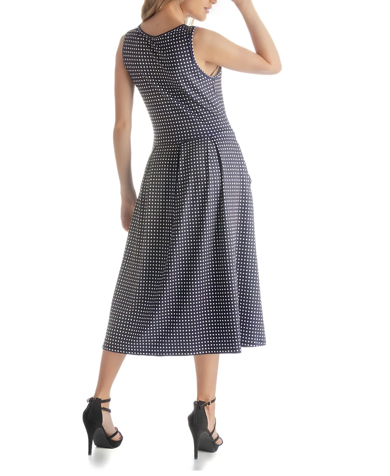 24seven Comfort Apparel Women's Sleeveless Midi Fit Flare Dress
