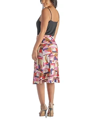 24seven Comfort Apparel Women's Below Knee Length Elastic Waist Skirt