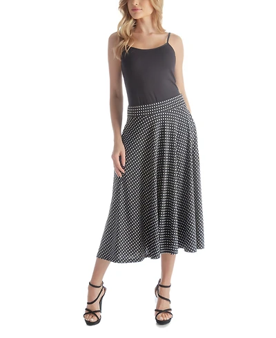 24seven Comfort Apparel Women's Pleated Pocket Midi Skirt