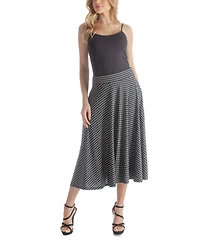 24seven Comfort Apparel Women's Pleated Pocket Midi Skirt