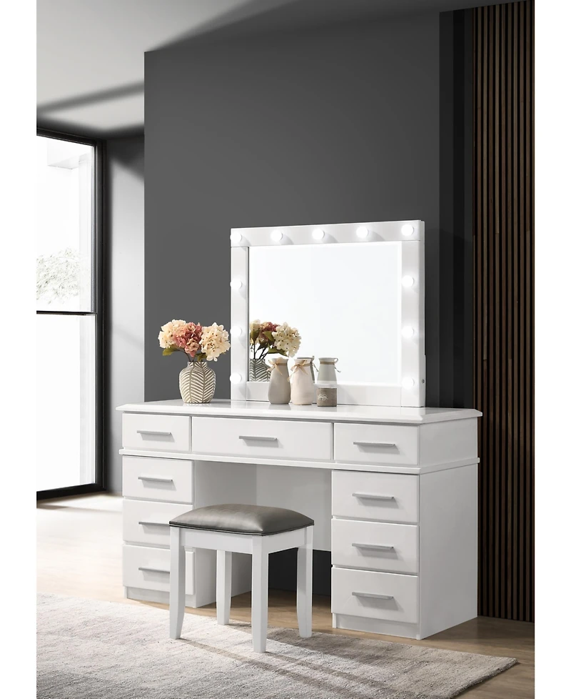 Coaster Home Furnishings 18" Asian Hardwood Felicity Upholstered Vanity Stool