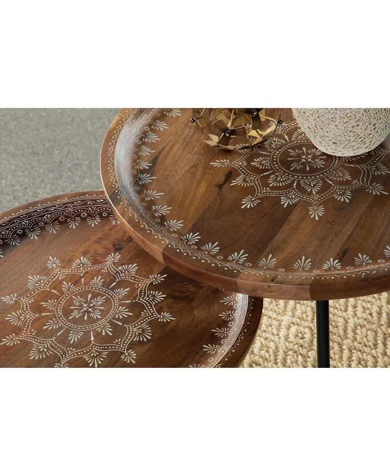 Coaster Home Furnishings 2 Piece Round Nesting Table with Tripod Tapered Legs