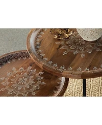 Coaster Home Furnishings 2 Piece Round Nesting Table with Tripod Tapered Legs