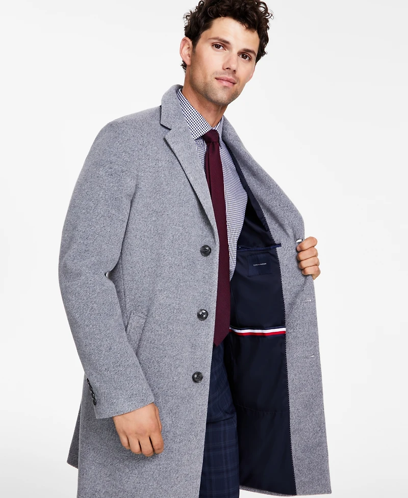 Tommy Hilfiger Men's Addison Wool-Blend Trim Fit Overcoat