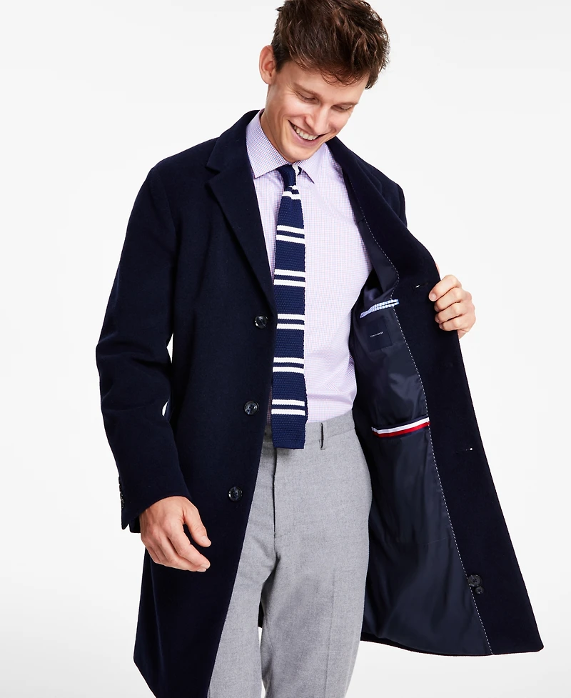 Tommy Hilfiger Men's Addison Wool-Blend Trim Fit Overcoat