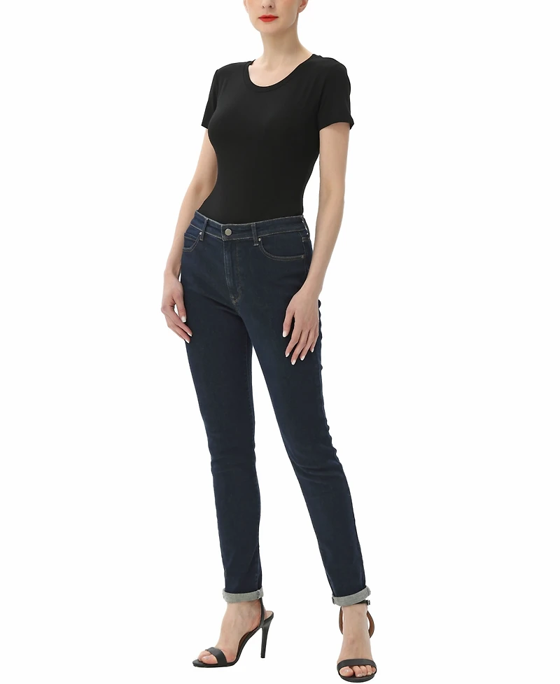 kimi + kai Women's Round Neck Basic Bodysuit Top