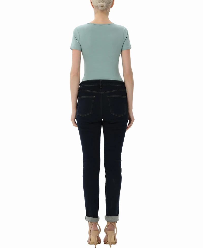 kimi + kai Women's Sweetheart Neck Basic Bodysuit Top