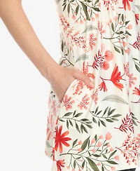 White Mark Women's Floral Sleeveless Tunic Top