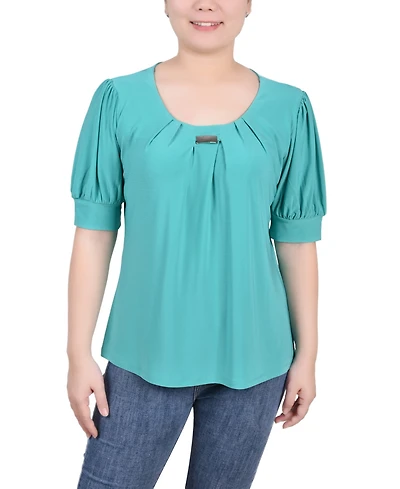 Ny Collection Petite Short Sleeve Balloon Sleeve Top