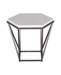 Steve Silver Corvus 24" Hexagonal Shape Marble Top End Table