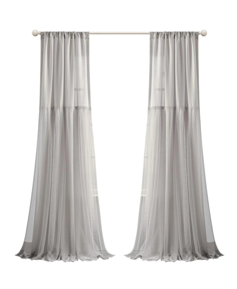 Lush Decor Tulle Skirt Solid Light Filtering Window Curtain Panels Pair Tan Curtains for Bedroom - Cute Nursery