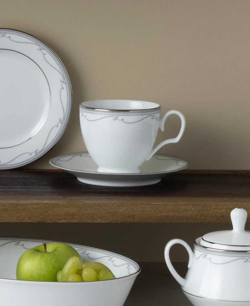 Noritake Satin Flourish 4 Piece Saucer Set, Service for 4