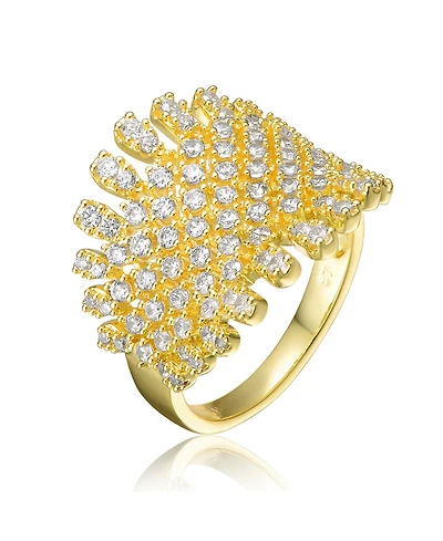 Ra 14K Gold Plated Cubic Zirconia Cluster Dome Shape-a like Ring