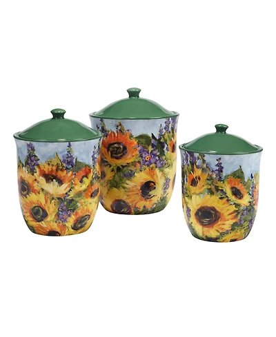 Certified International Sunflower Bouquet Canister Set 3-Pc