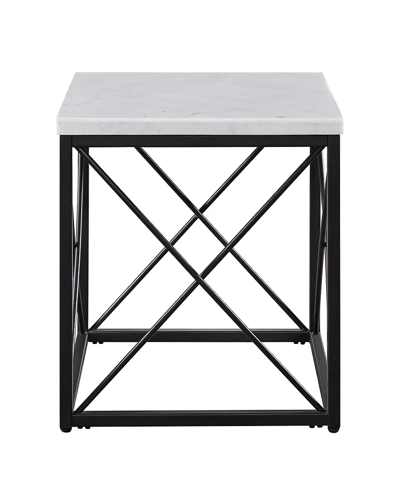 Steve Silver Skyler 22" Square Marble and Metal End Table