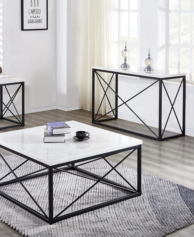 Steve Silver Skyler 48" Rectangular Marble and Metal Sofa Table