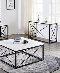 Steve Silver Skyler 48" Rectangular Marble and Metal Sofa Table