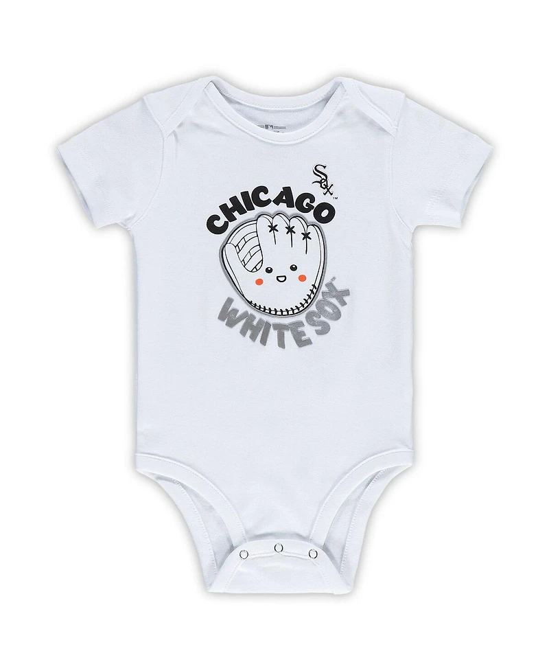 Infant Boys and Girls Black, White, Heathered Gray Chicago White Sox 3-Pack Change Up Bodysuit Set