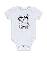 Infant Boys and Girls Black, White, Heathered Gray Chicago White Sox 3-Pack Change Up Bodysuit Set