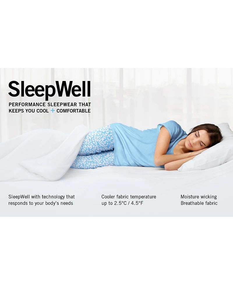 Hue Women's Sleepwell Solid 3/4 V-Neck T-Shirt with Temperature Regulating Technology