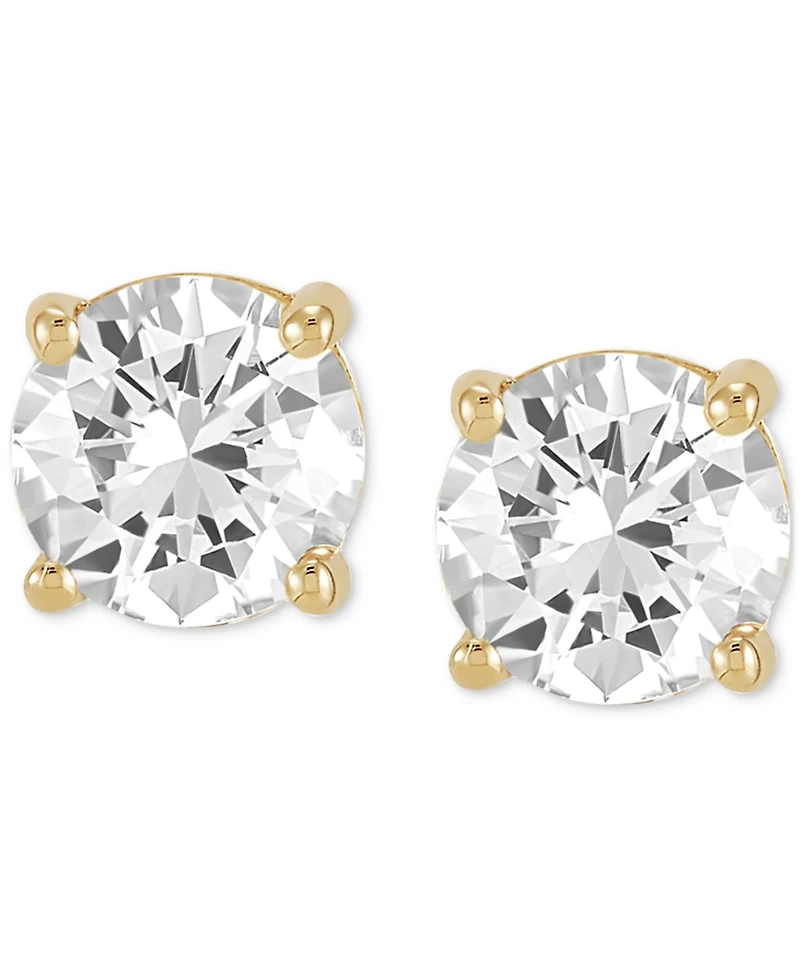 Birthstone Stud Earrings 14k Gold or White