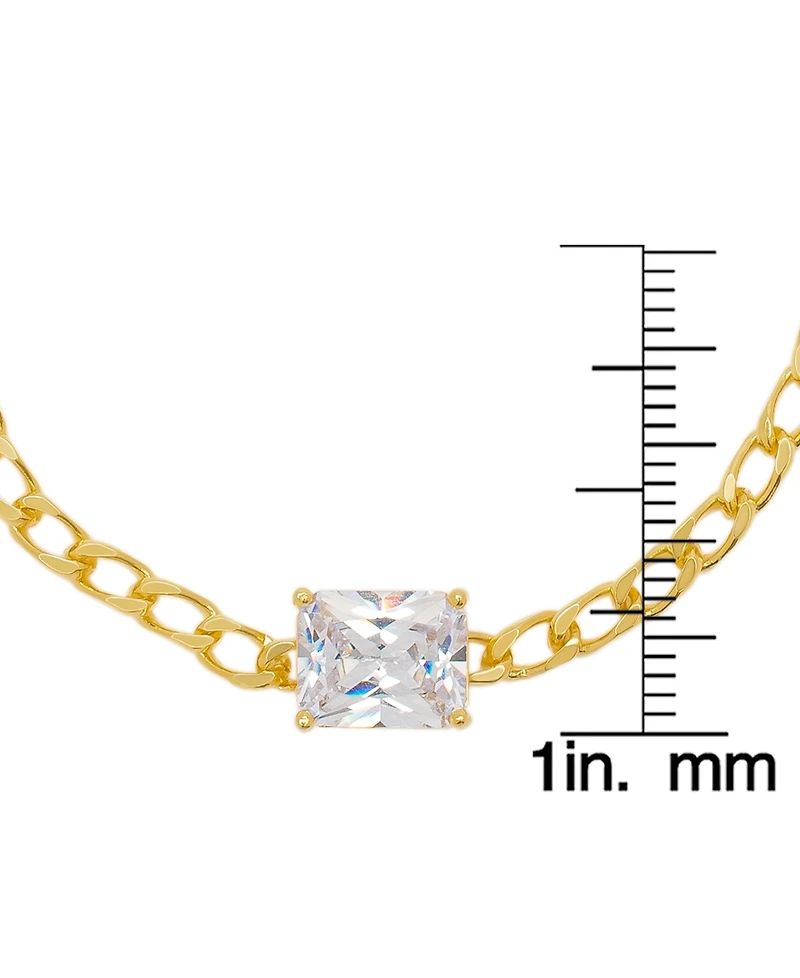 Macy's Cubic Zirconia Emerald-Cut Chain Link Bracelet in 14K Gold Plated