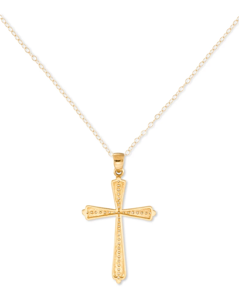 Crystal Cross 18" Pendant Necklace in 10k Gold