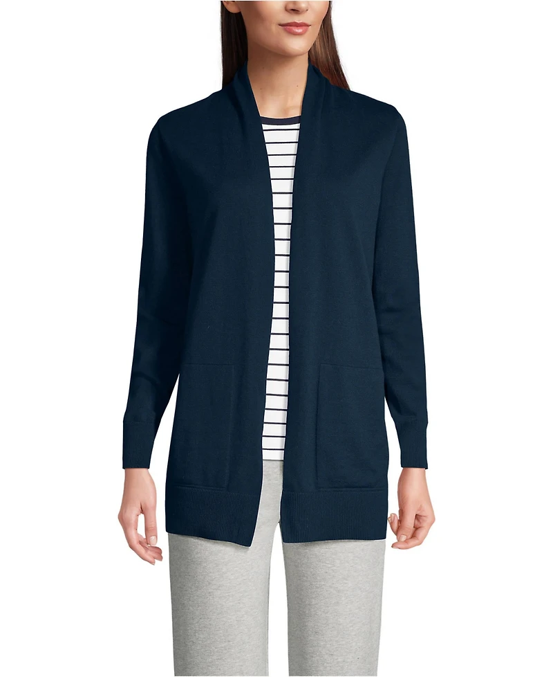 Lands' End Women's Tall Long Sleeve Open Long Cardigan Sweater