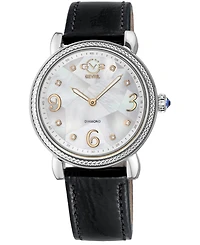 GV2 by Gevril Women's Ravenna Swiss Quartz Black Leather Watch 37mm