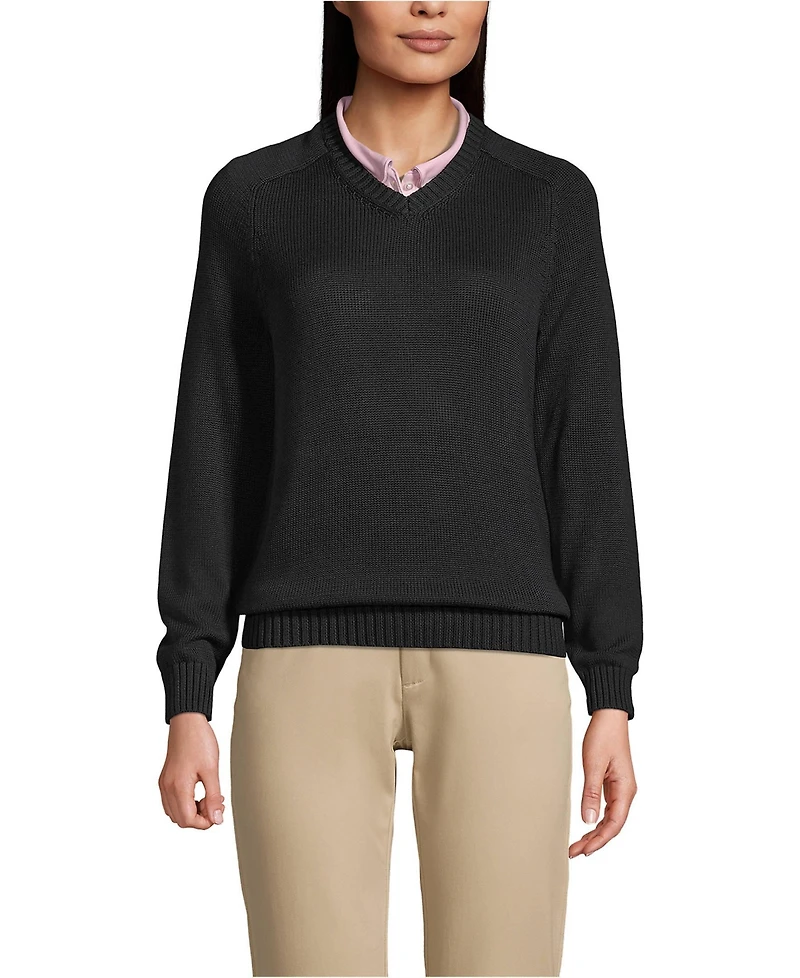 Lands' End Women's Cotton Modal V-neck Sweater