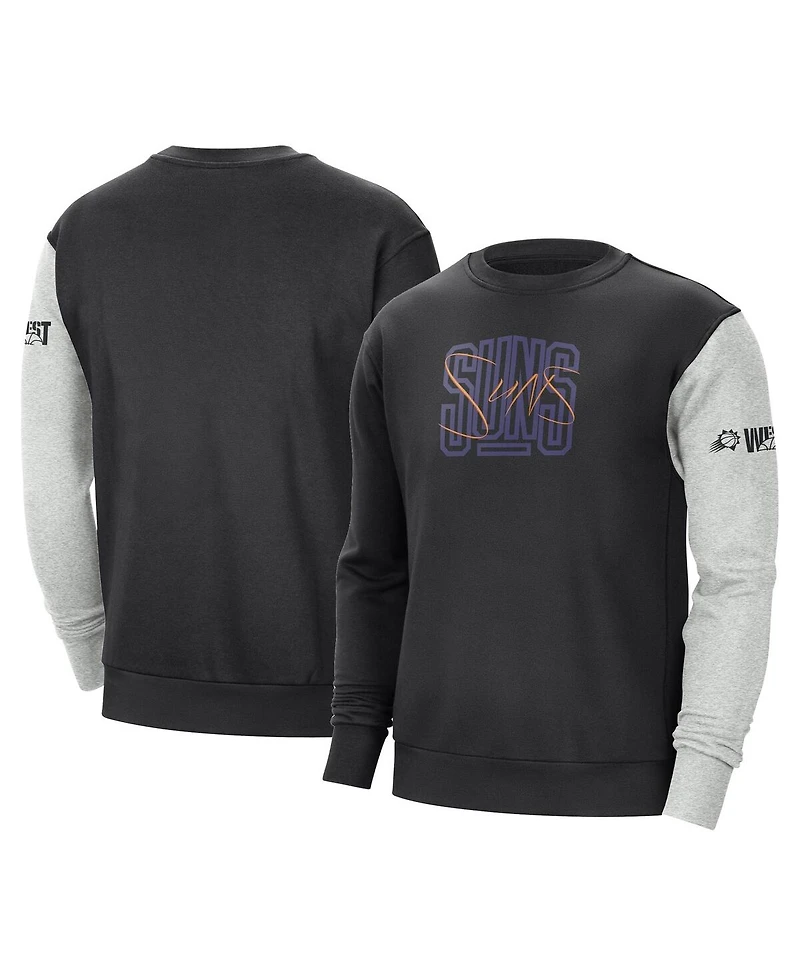 Men's Nike Black, Heather Gray Phoenix Suns Courtside Versus Force & Flight Pullover Sweatshirt