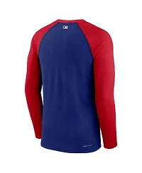Men's Nike Royal Texas Rangers Authentic Collection Game Raglan Performance Long Sleeve T-shirt